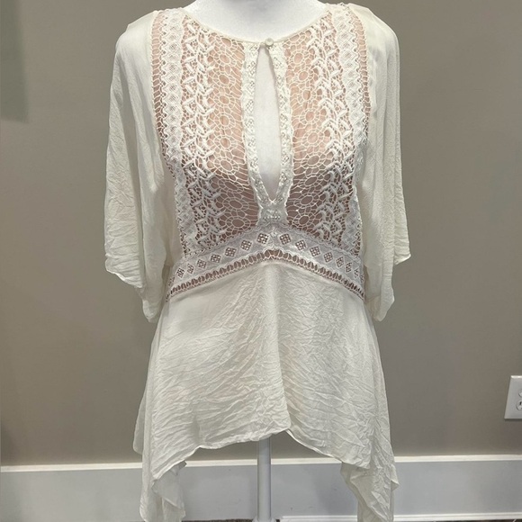BCBGMaxizaria XS Elegant Cream Lace Women's Top cottagecore fairycore whimsy - Picture 1 of 8